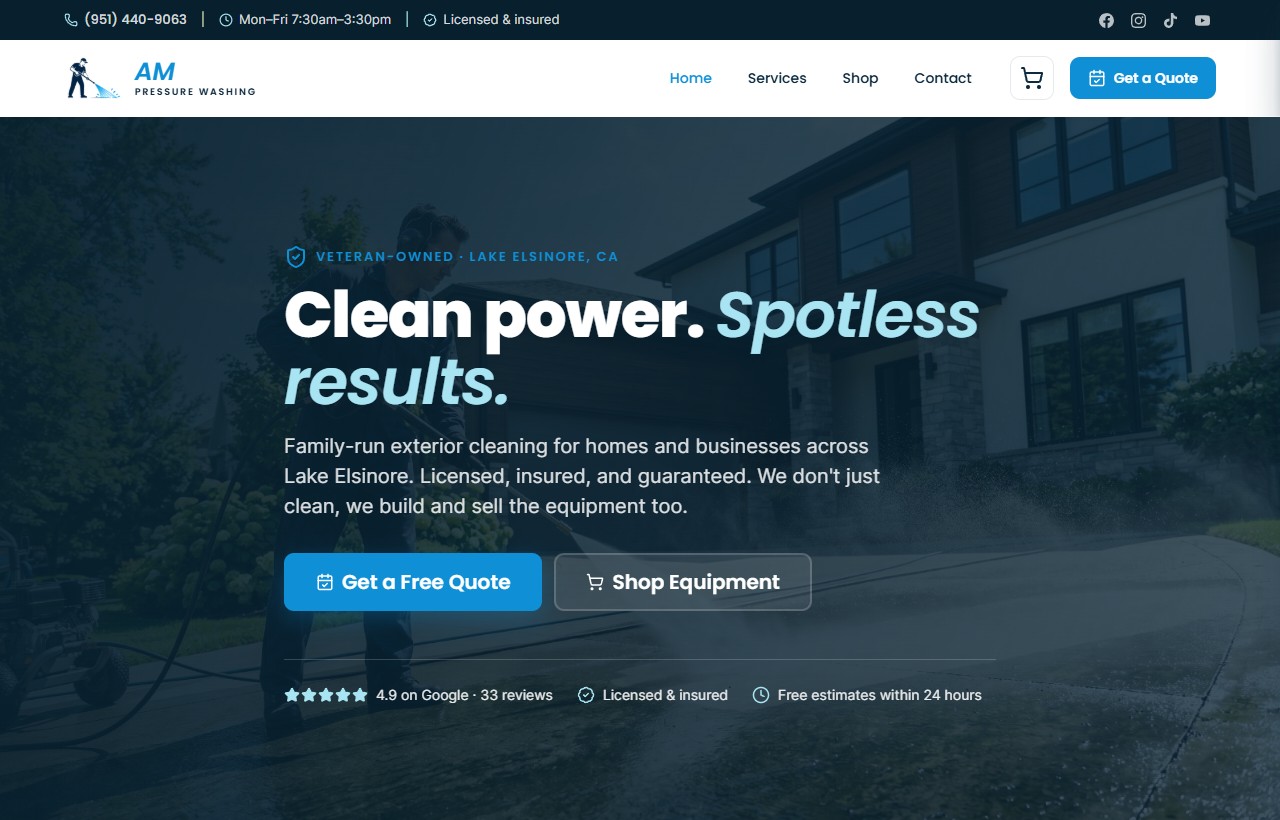 AM Pressure Washing website